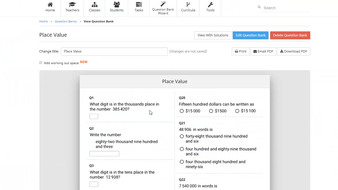 Worksheet view