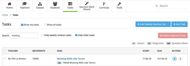 Find the Task with QB